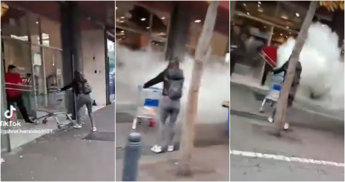 Guardia ahuyenta con extintor a mecheras en tienda de Concepción