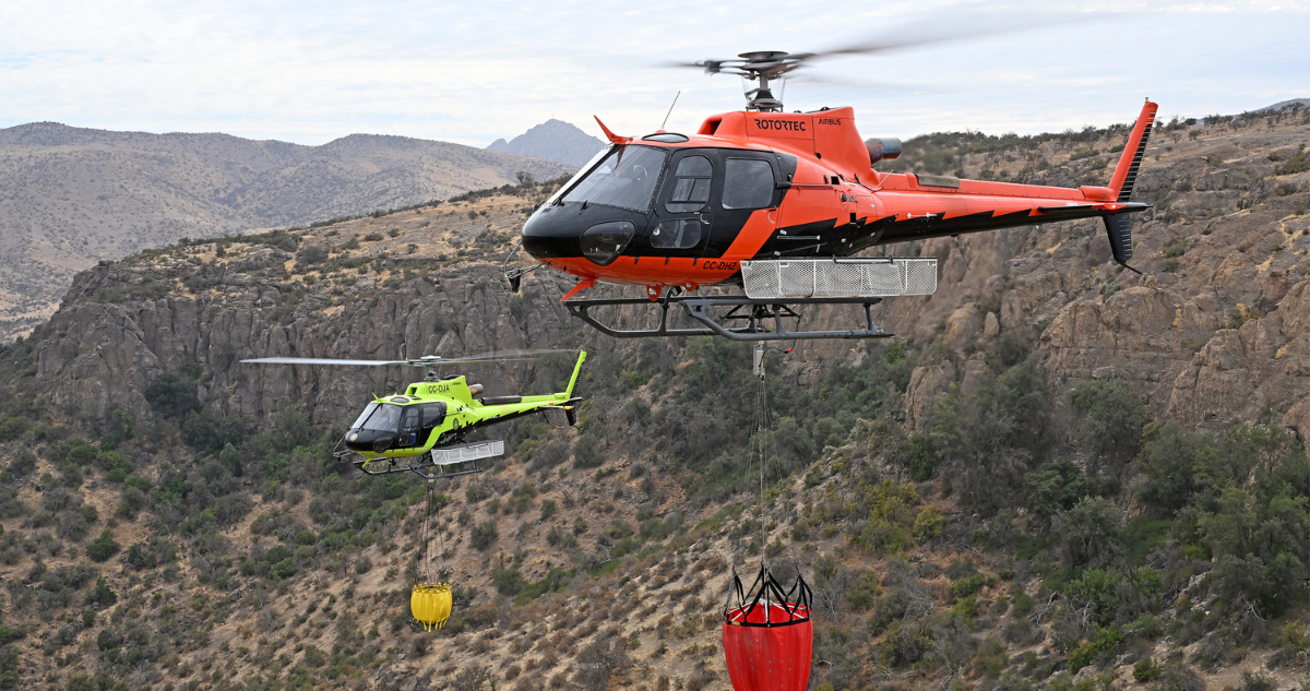 Helicópteros H-125 de Airbus combatiendo el fuego en Chile