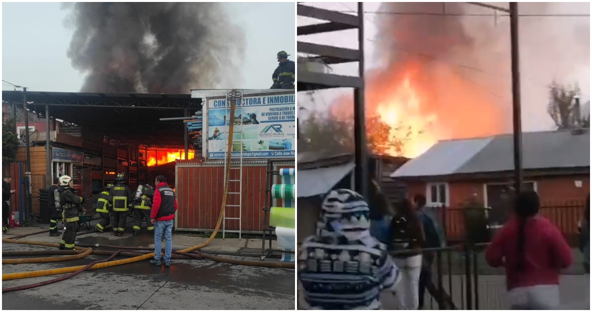 Incendio en ferretería de Puyehue