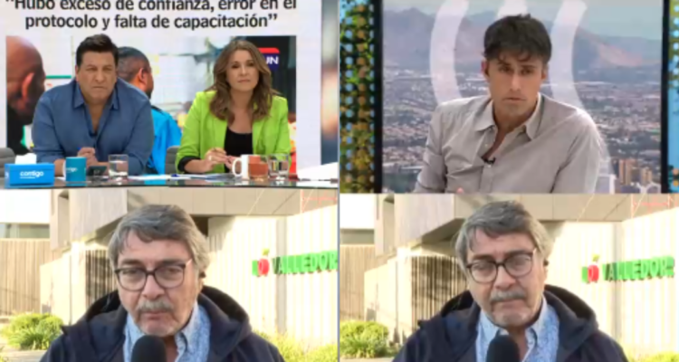 Animadores de CHV, Julio César Rodríguez, Monserrat Álvarez y Roberto Cox, junto a Vocero de Lo Valledor