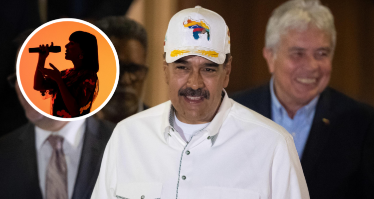 Nicolás Maduro y silueta de cantante en referencia a Factor M