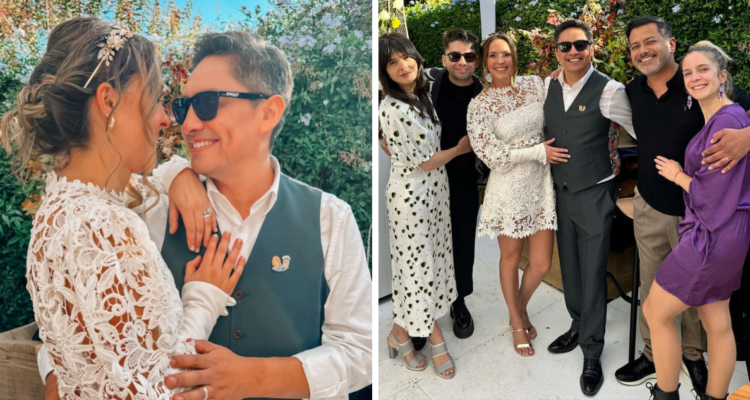 Maly Jorquiera junto a Sergio Freire e invitados a su matrimonio