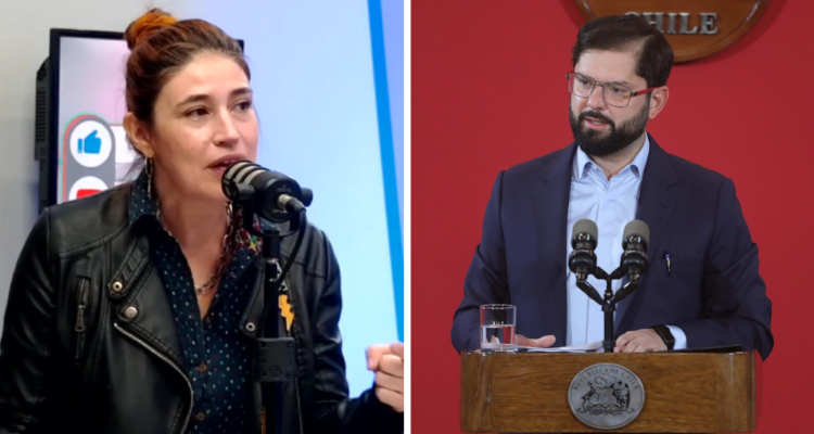 María Paz Grandjean (izquierda) y Gabriel Boric (derecha) en referencia a críticas