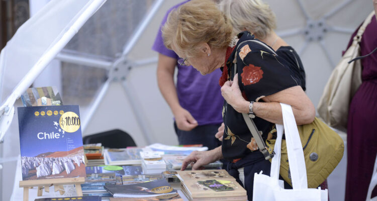mujer en feria libro municipalidad de vitacura