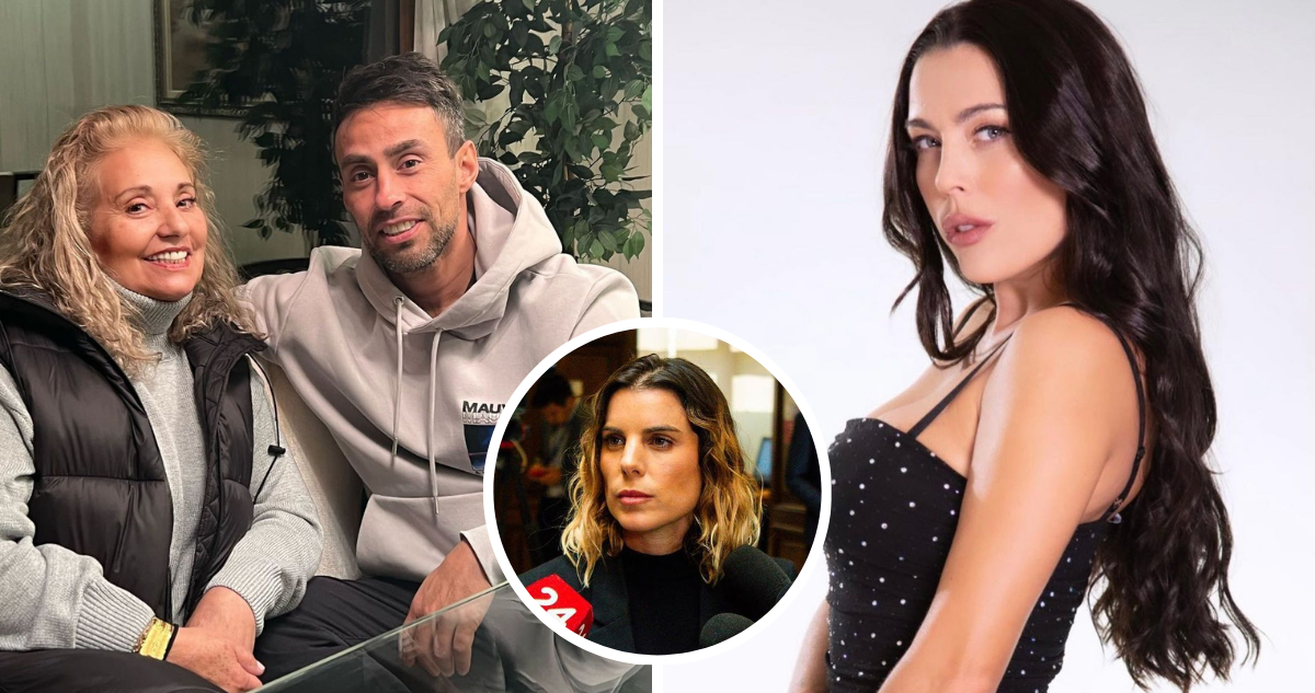 Jorge Valdivia junto a su madre (izquierda), Daniela Aranguiz (derecha) y Maite Orsini (miniatura)