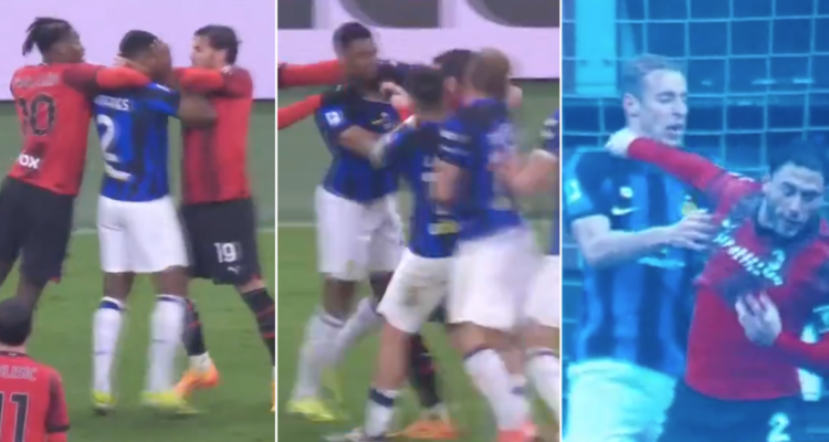 Las peleas que se tomaron el final del duelo entre Inter y AC Milán.