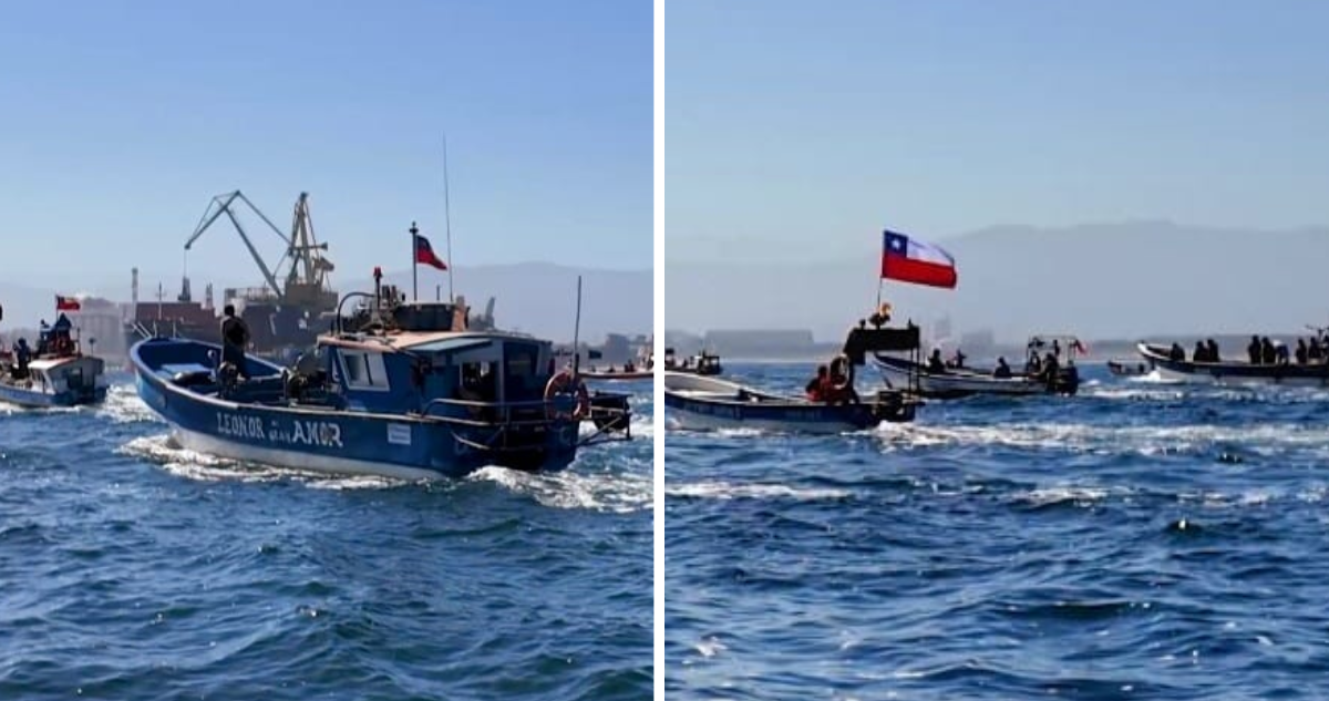Pescadores artesanales de Quintero protestaron en el mar por expansión de empresa portuaria
