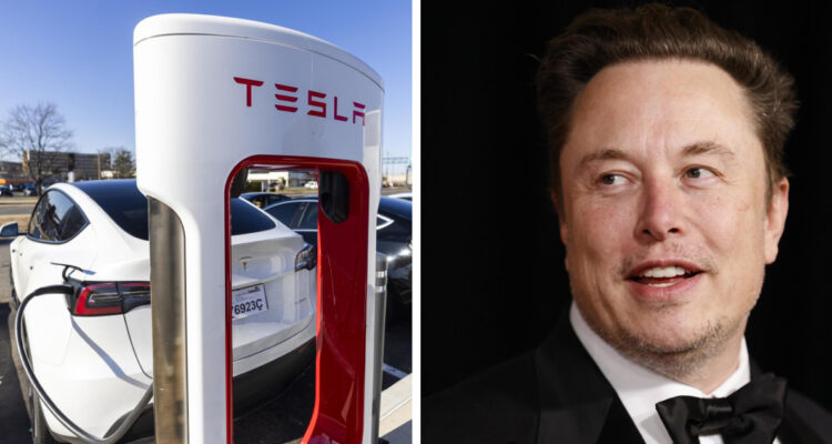 izquierda: un cargador de tesla derecha: fotografía de Elon Musk
