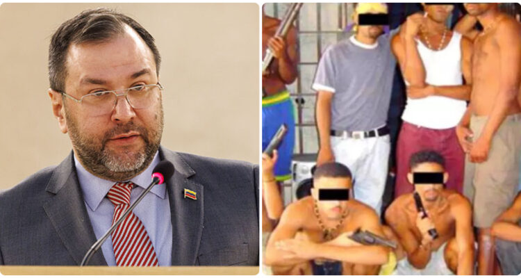 Yvan Gil (i) | Miembros del Tren de Aragua (d)
