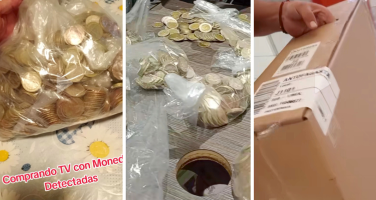 Un hombre compró una televisión al reunir cientos de monedas encontradas por la ciudad de Antofagasta, con un detector de metales.