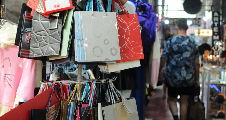 fotografía contexto de bolsas, comercio minorista