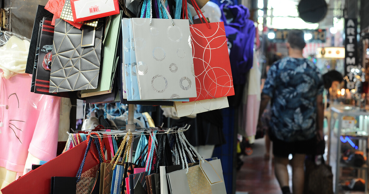fotografía contexto de bolsas, comercio minorista