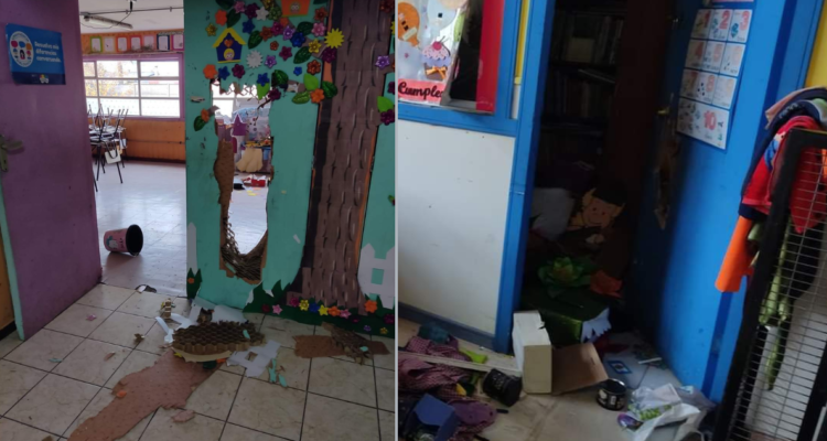 Destrozos dejado por los delincuentes en el robo a la escuela