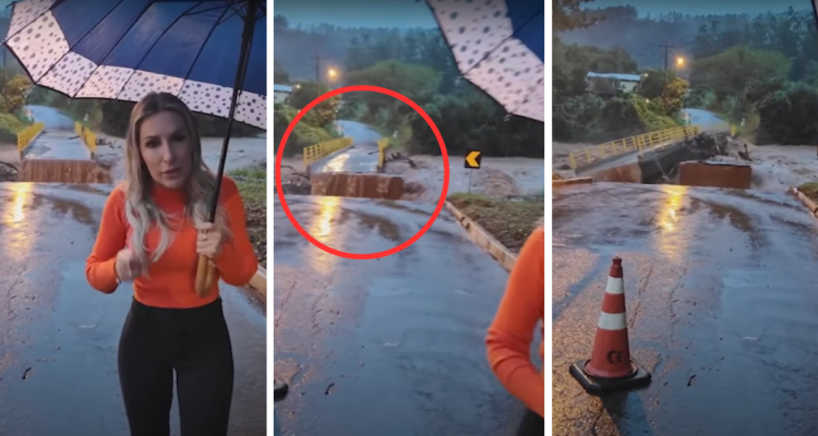 Río se lleva un puente mientras alcaldesa realizaba transmisión en vivo por fuertes lluvias en Brasil