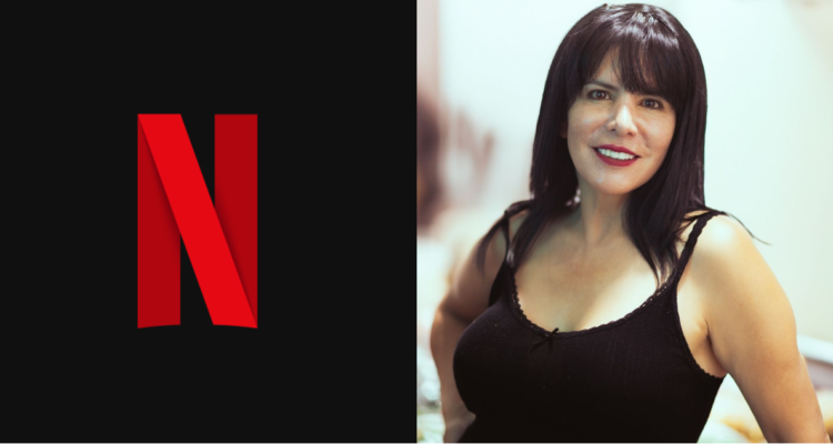 Logo de Netflix (izquierda) y de Anita Alvarado (derecha) en referencia a serie