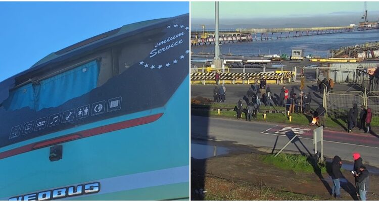 Atacan con piedra buses con trabajadores en Puerto Coronel