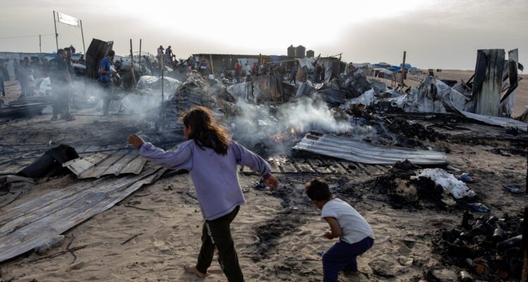 Zona atacada en Rafah