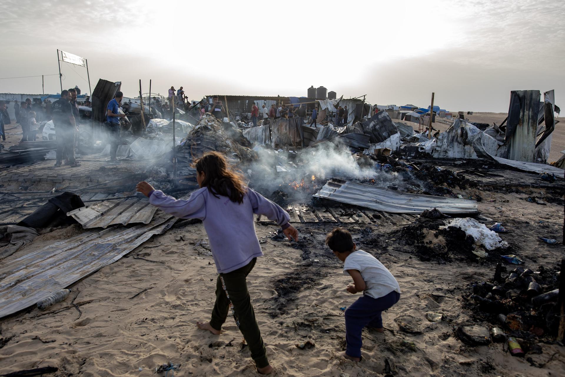 Zona atacada en Rafah
