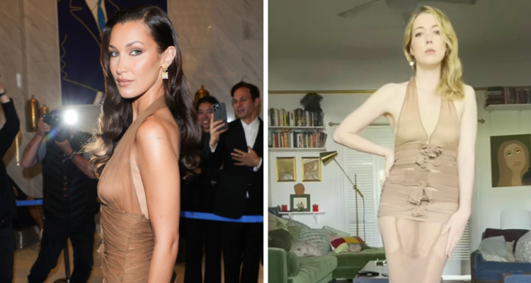 Durante el séptimo día del Festival Cannes, la modelo, Bella Hadid, sorprendió al desfilar por la alfombra roja con un particular vestido de gasa, el cual fue replicado por una TikToker pero con pantimedias.