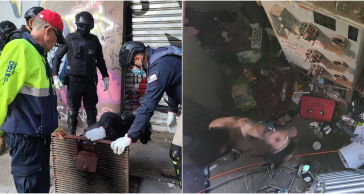Insólito: encuentran a personas viviendo en cámara subterránea del centro de Santiago