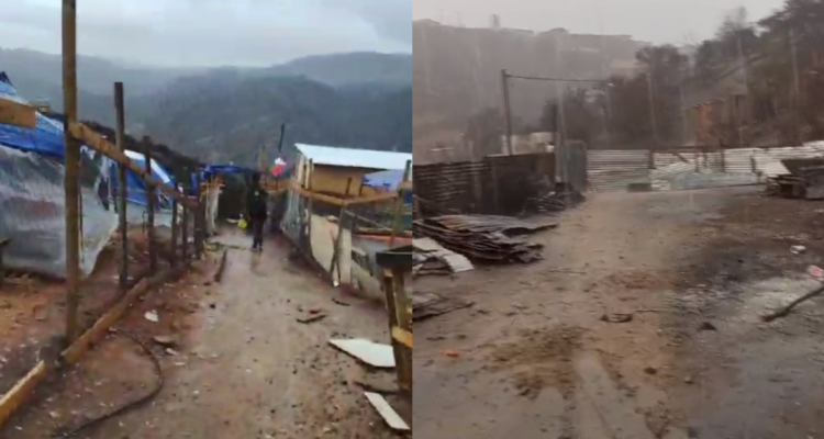 fuertes lluvias y vientos azotan a damnificados por incendios en Quilpué