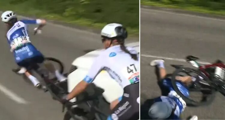 Una ciclista fue atropellada por el coche de una rival en Francia