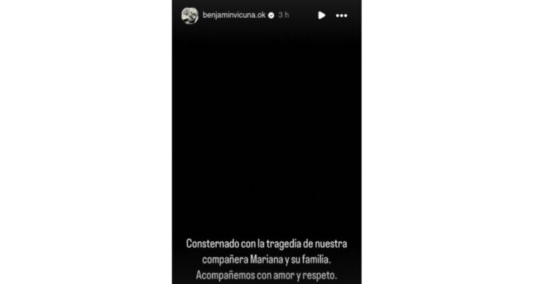 Storie de Benjamín Vicuña por muerte de hijo de Mariana Derderián