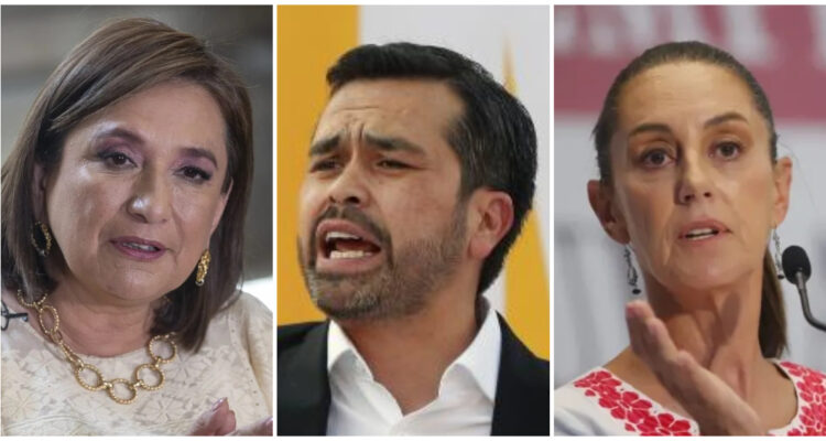 Xóchitl Gálvez, Jorge Álvarez Máynez y Claudia Sheinbaum