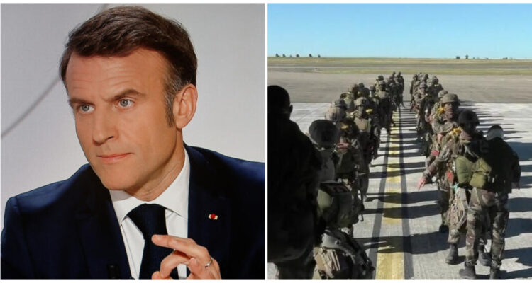Emmanuel Macron y militares franceses