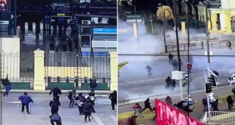 Encapuchados atacan la Estación Central con pasajeros en su interior