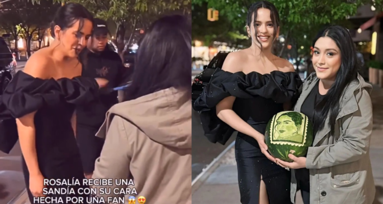 Fan sorprende a Rosalía con su retrato en una sandía y su reacción se vuelve viral: “La Rosandía”
