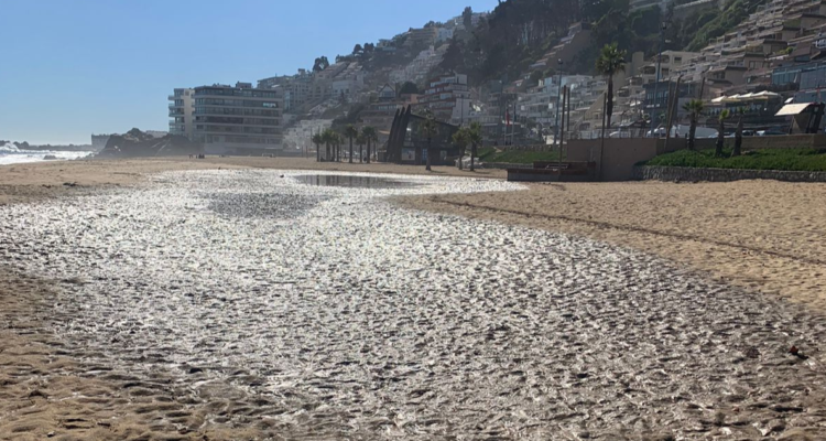Preocupación por manchas en playa de Viña del Mar tras lluvias: vecinos acusan contaminación histórica