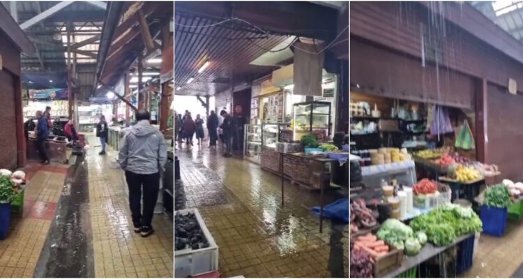 Goteras inundación en Mercado Angelmó de Puerto Montt