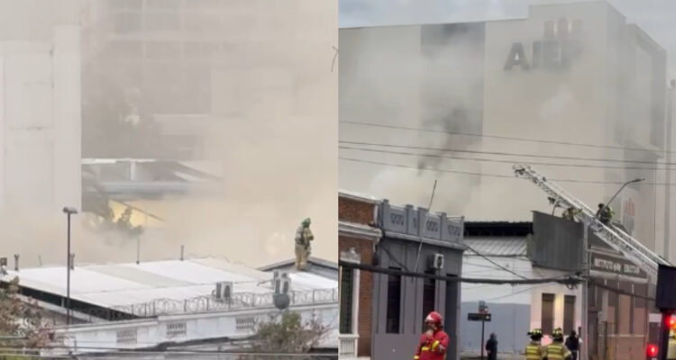Incendio afecta instituto San Sebastián en Providencia: 11 compañías trabajaron en el lugar