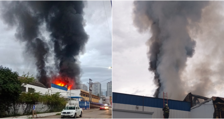 Bomberos trabaja para controlar incendio de proporciones en San Joaquín