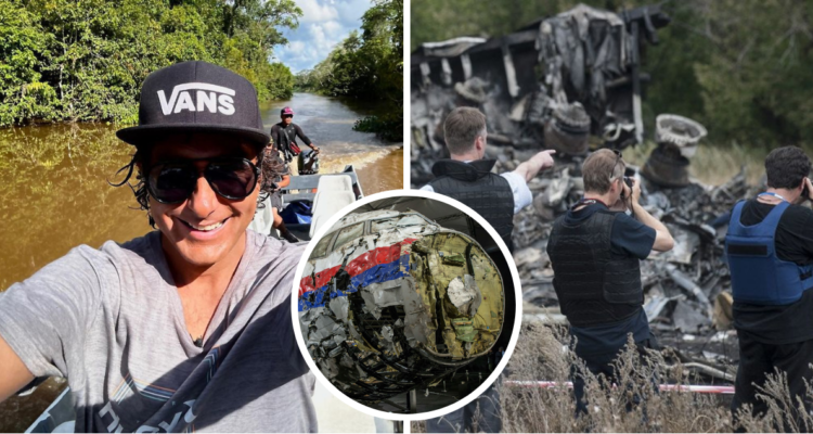 Claudio Iturra en fotografía compartida en su cuenta de Instagram y avión de Malaysa Airlines