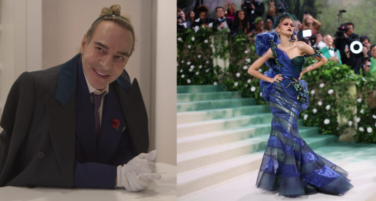 John Galliano y Zendaya luciendo uno de sus diseños