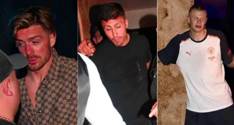 Jugadores de Manchester City ebrios tras otra Premier League.