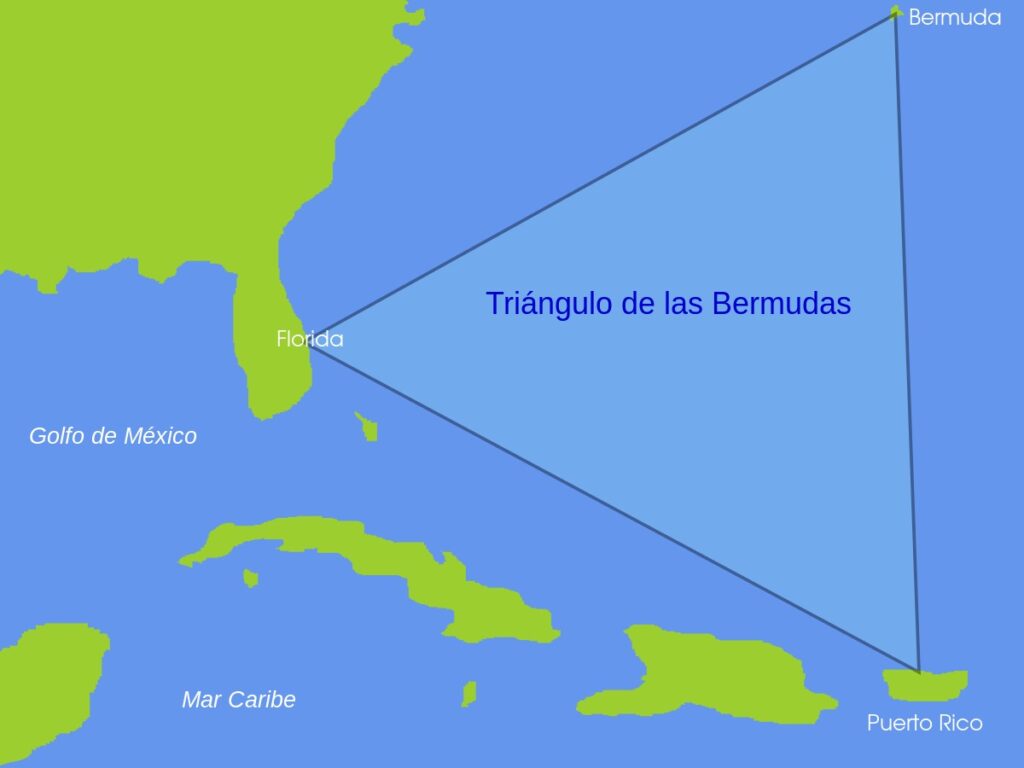 Mapa del Triángulo de Las Bermudas