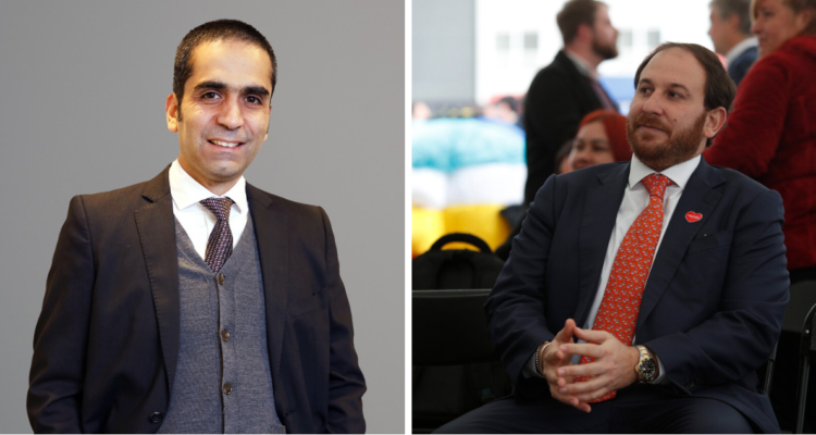 Max Luksic (derecha) y Cristián Núñez Pacheco (izquierda) en referencia a nuevo director ejecutivo de Canal 13