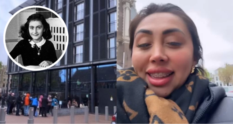 Museo de Ana Frank (izquierda), Ana Frank (miniatura) e influencer Naya Fácil (derecha) en referencia a respuesta de Museo Judío en Chile