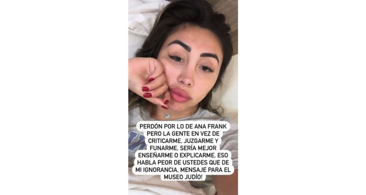 Instagram Storie de Naya Fácil por polémica de Ana Frank