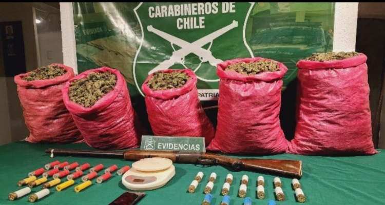 Operativo policial deja un detenido, 23 kilos de marihuana, arma y municiones incautadas en La Ligua