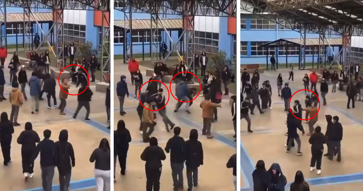 Registran “batalla campal” que terminó con 4 alumnos detenidos y un herido en colegio de Puerto Montt