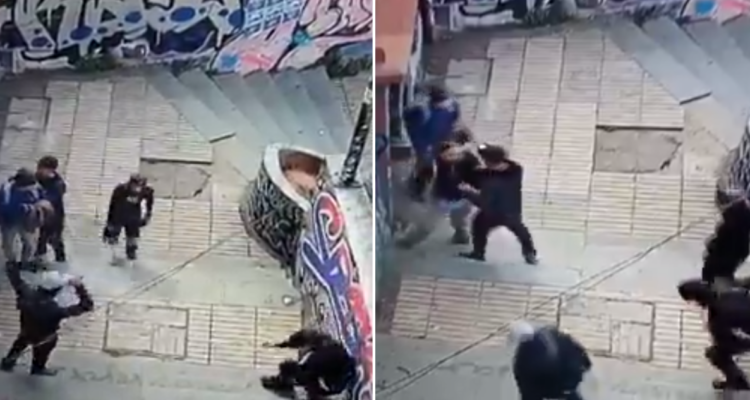 Video muesta cómo 5 sujetos golpean brutalmente a transeúnte para asaltarlo en Valparaíso