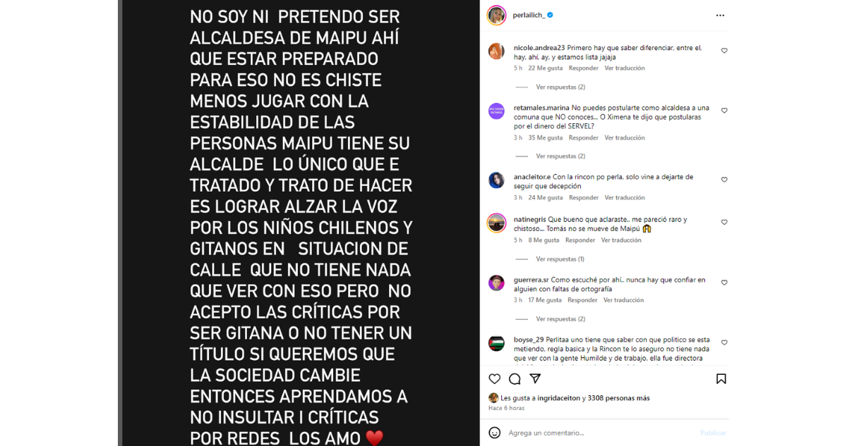 Publicación realizada por Perla Ilich en Instagram