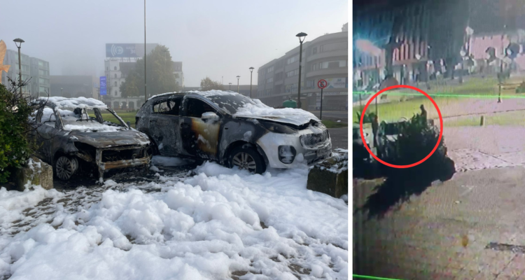 Quema de vehículos frente a Gobierno Regional del Bío Bío