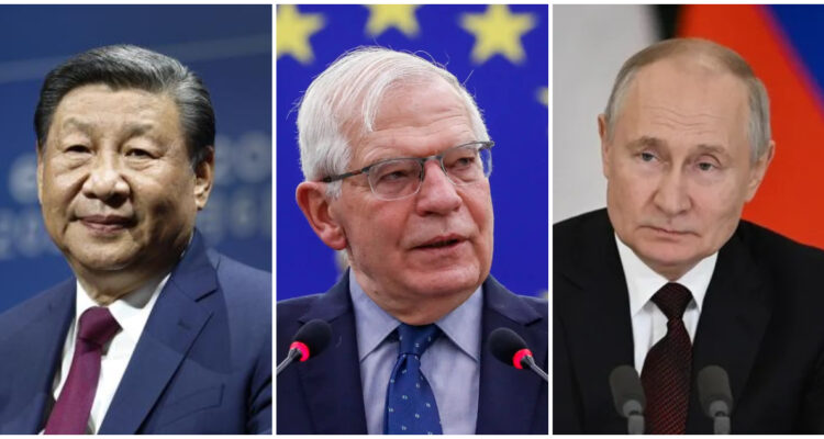 Xi Jinping, Josep Borrell y Vladimir Putin
