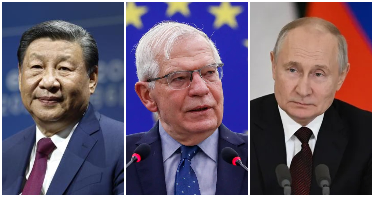 Xi Jinping, Josep Borrell y Vladimir Putin