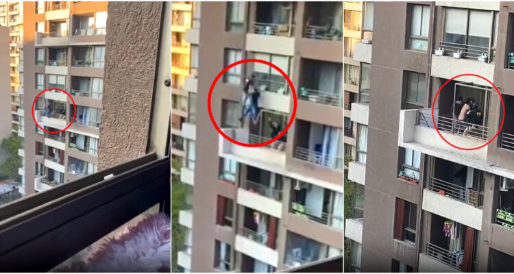 ¡Salvada providencial! Sospechoso arrancó por balcón de 9° piso y casi cae al vacío junto a PDI